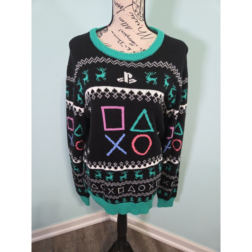 PlayStation Geeknet Holiday Ugly Christmas Sweater large PS4 PS5 gaming